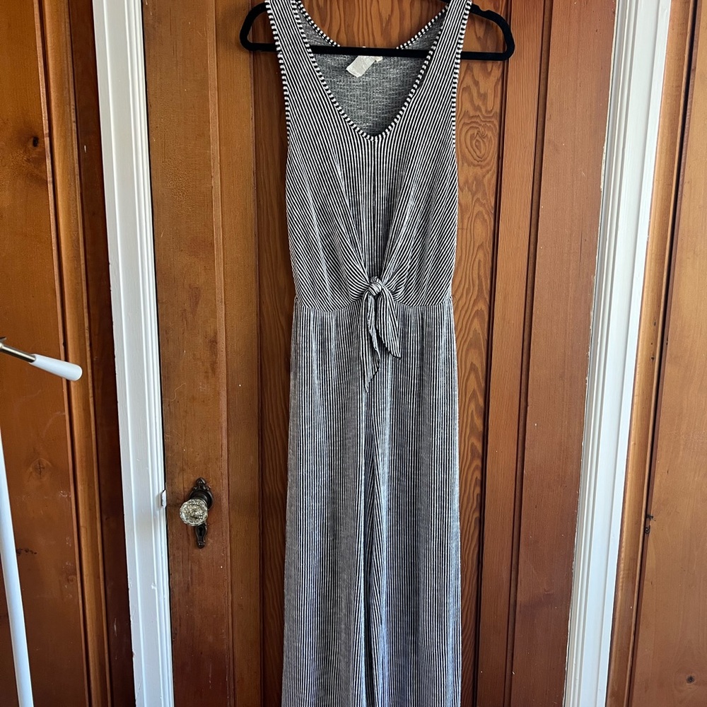 Black & white striped tank top jump suit